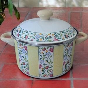 Vintage Villeroy & Boch Virginia Floral Enamelware Retro Kitchen Stacks With Lid